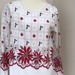 Christmas Holly and Poinsettias Tunic